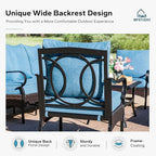MFSTUDIO 4 Pieces Outdoor Patio Furniture Set, Metal Outdoor Conversation Set, Rattan Wicker Patio Sectional Sofa Set with 2 x Fixed Single Sofa, 3-Seat Sofa, 1 x Coffee Table, Navy Blue