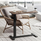 FLEXISPOT Adjustable C Table with Wheels, Mobile Snack Side End Table Sofa Couch Bedside Table Laptop Rolling Cart TV Tray Night Stand for Small Space Side Table(31.5" W x 17.7" D,Rustic Brown)