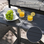 Sundale Outdoor 5 Pieces Patio Furniture Set, All-Weather Metal Outdoor Conversation Set with 6 Inch Cushions and Coffee Tables, Outdoor Furniture Set for Backyard, Balcony, Poolside, Light Grey
