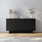Prepac Finnley 61.5" Wide Sideboard Cabinet, Wood Entryway Sideboard with 2 Adjustable Shelves, Dining Room Buffet with 4 Doors, Living Room Accent Cabinet for Storage and Decorations, Black Oak