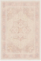 RUGGABLE Washable Area Rug – Kamran Soft Pink 4x6, Stain-Resistant, Non-Slip – Medium Machine Washable Rugs for Living Room, Bedroom, Hallway, Entryway & Office–with Cushioned Pad