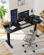 HUANUO 71x35 Inch 3-Stage Legs Electric Standing Desk, Large Height Adjustable Office Desk with Brushless Motor, Stand Up Desk with 4 Memory Presets & 2 Hooks, Computer Desk for Home Office, Black