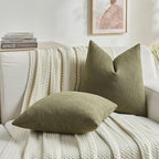 FUTEI Olive Green Decorative Throw Pillow Covers 22x22 Inch Set of 2,Soft Cozy Wheat Ear Striped Patterns Cushion Cases,Modern Home Decor for Couch Bed Living Room