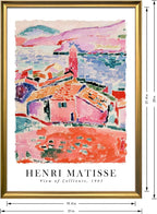 Wieco Art Large Framed Wall Art View of Collioure 1905 by Henri Mattise Abstract Colorful Art Matisse Posters Canvas Prints for Wall and Home Office Decorations Bronze Gold Frame