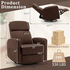 Power Swivel Recliner Chairs for Adults, Electric Glider Rocking Chair Nursery, Glider Recliner Nursery Chair with Classified Side Pocket, Nursery Rocking Chairs with USB and Type-C Ports
