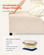 VEVOR Storage Ottoman Bench, End of Bed Bench with 2 Side Bags, Fabric Upholstered with Metal Frame, Toy Box Storage, Bed Benches for Foot of Bed, Bench for Entryway, Living Room, Playroom, Beige