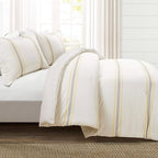 Lush Decor Farmhouse Stripe Reversible Cotton Comforter Set, 3 Piece Set, King, Yellow & Gray - Cozy Farmhouse Bedding Set - Rustic Decor - Striped Comforter - Modern Farmhouse Bedroom Decor