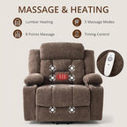 Dual Motor Power Lift Recliner Chair for Elderly, Large Electric Lift Recliner with Massage and Heat, Cup Holders, Side Pocket, Fabric(Brown)