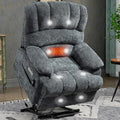 Power Recliner with Vibration Massage & Lumbar Heat, Electric Lift Chairs for Elderly, High Back Reclining Max 155 Degree with Charging Ports, Chenille Fabric Blue Gray