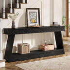 Tribesigns Modern Console Table, 71-Inch Extra Long Entryway Table with Storage, 2-Tier Narrow Sofa Table Behind Couch, Farmhouse Wooden Accent Table for Living Room, Hallway, Foyer, Black