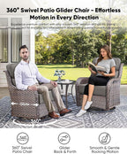 HUMMUH 6 inch Thick Cushion Wicker Patio Furniture Set with Outdoor Swivel Rocker Patio Chairs,High Back Outdoor Couch and Coffee Table for Porch Garden Deck