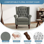 UIXE High Back Accent Chairs Set of 2, Upholstered Armchair in Fabric, Retro Wingback Arm Chair for Living Room, Comfy Single Sofa Bedroom Reading Seat with Solid Wood Legs - Dark Gray