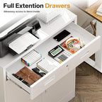 Metal Storage Cabinets with Drawer, 36”H Lockable Storage Cabinet with Doors and Adjustable Shelves, Small White Steel File Cabinet for Home, Office, Warehouse, School, Assembly Required