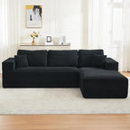 106" Cloud Modular Sectional Sofa Couch with L-Shape Chaise,Modern Boneless Sectional Couch with Deep Seat,Upholstered Couches for Living Room Bedroom,No Assembly Required,Black
