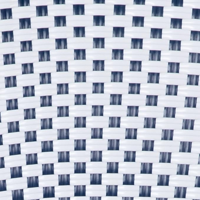 Martha Stewart Lily Pond Indoor-Outdoor Stackable Aluminum Bistro Chair with Natural Woodgrain Frame Finish and White/Navy Woven Rattan Backrest and Seat