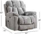 Large Power Lift Recliner Chair with Massage and Heat for Elderly, Wide Padded Recliner with 2 Cup Holders, Side Pocket & USB Charger,(1, Light Gray)