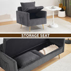 Furnimart 3-Piece Storage Sofa and Couch Set, Corduroy Loveseat with 2pc Accent Single Chairs, Small Living Room Furniture Set for Apartment, Tiny Homes and Lofts, 3PC-Gray