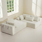 108" Modular Sectional Couch Sofa with L-Shape Chaise, Modern Cloud Comfy Sofa with Deep Seat, Upholstered Couches for Living Room Bedroom, No Assembly Required (Beige Right Facing Chaise)