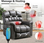 Large Power Lift Recliner Chair with Massage and Heat for Elderly, Faux Leather Electric Lifting Recliners with USB Port, Overstuffed Wide Reclining Sofa Chairs for Living Room, Grey