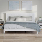 Serene Farmhouse Style Wood Bed in King Size with Chevron Scoring Headboard, Coastal Modern Design, Sturdy, Easy Assembly, Ample Underbed Storage, White Finish