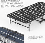 Folding Bed with Mattress for Adults, 75" x 38" Foldable Bed, Twin Size Metal Bed Frame with Wheels, Portable Rollaway Bed for Guest, Travel