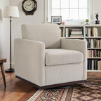 Pia Ricco Plush Swivel Barrel Chair Set of 2 - Mid-Century Modern Accent Armchairs in Soft Chenille for Living Room & Cozy Reading Nook, Sand