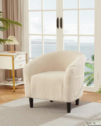GarveeHome Barrel Accent Chair Corduroy Club Chair Elegant Armchair Cozy Backrest for Living Room Bedroom Reception Room Office - Beige