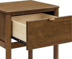 Babyletto Bondi Assembled Nightstand for Kids Bedroom - GREENGUARD Gold Certified Modern Boho Bedside Table with Storage Drawer & Vegan Leather Pull - Versatile Wood Night Stand for Kids & Guest Rooms