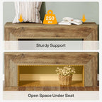 Tribesigns 47'' Wooden Entryway Bench, Farmhouse Entry Bench Seat, Indoor End of Bed Bench with Storage Capability for Living Room, Bedroom, Hallway, Easy Assembly, Oak Brown