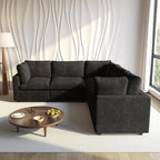 WJShome Cloud Couch Modular Sectional Sofa,100.5" V Shaped Couch, Convertible Wide Seater, 5 Seater for Living Room Set,Covers Washable&Replaceable,Black