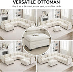 35‘’ Modern Chenille Cloud Sofa Ottoman,Rectangle Ottoman for Modular Sectional Sofa, Beige