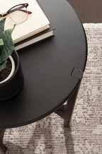 Kate and Laurel Kroscove Modern Geometric Mango Wood Round Side Table, 18 x 18 x 24, Black, Transitional Wood End Table for Use as Bedroom Nightstand or Living Room Decor Piece