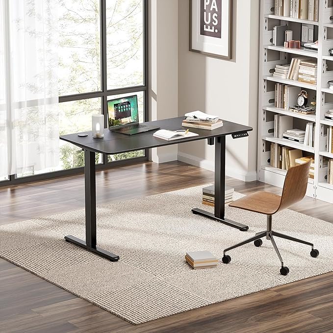 Standing Desk Home Office Desk, 48 x 24 Inches, Electric Height Adjustable Ergonomic Rising Computer Table, 4 * 2ft, Black Desk