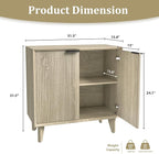Fluted Cabinet with Storage, Small Buffet Sideborad with Door, Kitchen Buffet Storage Accent Cabinet with Adjustable Shelves for Living Room, Entry, Hallway, Natural