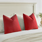 FUTEI Christmas Red Decorative Throw Pillow Covers 26x26 Inch Set of 2,Soft Cozy Wheat Ear Striped Patterns Euro Pillow Shams,Modern Home Decor for Couch Bed Living Room