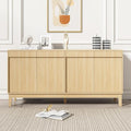 Scurrty Modern Buffet Cabinet with Storage,Wood Color Buffet with Adjustable Shelf and 4 Doors, Natural Wood Grain Accent Cabinet for Living Room & Kitchen