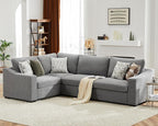 ABCASA 112" Convertible Sectional Sofa, Large L Shaped Couch with Detachable Sofa Cover, Modular Couch for Living Room, Breathable Linen Fabric Corner Sofa for Apartment, Grey
