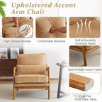 VINGLI Upgraded Premium Corduroy Accent Chairs Set of 2,Upholstered Arm Chair,Solid Wood Comfy Reading Chair with Lumbar Pillow, Mid Century Modern Chairs for Living Room,Bedroom,Khaki