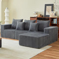 101" Boneless Sectional Couch,Compressed Memory Foam Couch in a Box, Modular Sectional Sofa with Oversized Chaise, Corduroy Boneless Sofa for Living Room, No Assembly Required (Grey)