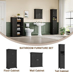 ChooChoo 67" Tall Bathroom Storage Cabinet, Narrow Bathroom Cabinet with 2 Doors and 1 Drawers, Freestanding Cupboard Floor Cabinet with Adjustable Shelves for Living Room, Kitchen, Black