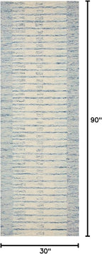 Loloi Chris Loves Julia Chris Collection CHR-01 Ivory/Denim 2'-6'' x 7'-6'', .50" Pile Height, Runner Rug