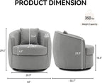 Swivel Accent Chair, Modern Upholstered Boucle Barrel Arm Chairs with Pillow for Living Room, 360 Degree Round Swivel Sherpa Armchair with Round Base for Bedroom Club (1, Grey)