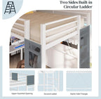 SUNLEI Metal Twin Loft Bed with Desk, Twin Size Loft Bed with 2 Built-in Ladders & Safety Guard, Noise Free for Small Bedroom, Matte White