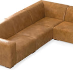 SIMPLIHOME Rex U-Shaped Sectional Modular Sofa in Full-Grain Genuine Leather, Sienna, 144-inches Wide, Handcrafted Modern-Style Large Leather Couch for Living Room