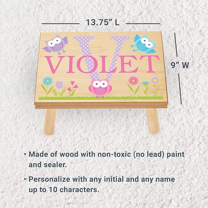 Let’s Make Memories Personalized My Own Name Step Stool - Children’s Step Stool - Sturdy Wood – Non-Toxic Paint, Sealer - Mermaid Design - Natural - 14’Wx9.25”Lx8.75”H - Ages 3+