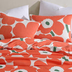 Marimekko - Duvet Cover Set, Super Soft Organic Bedding, Casual Home Decor (Unikko Orange, King)