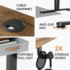 Seang Standing Desk with Drawer, 48" x 24" Height Adjustable Stand Up Desk, 3 Memory Height Settings with Cable Grommets & Storage Hooks, Ideal for Home & Office, Rustic Brown