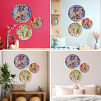 RITUALISTIC Kalamkari Madhubani Wall Plates for home decoration | Wall decor items for living room | Metal Wall décor | Gift items for women and men | Home Décor Christmas Gift Item | Set of 3 plate