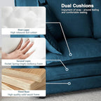 Modular Sectional Sofa, 146.5 Inch I-Shaped Cloud Sofa with Deep Seat Chenille Sofa with Cushions, Four Seater Sectional Sofa for Living Room Apartment,Blue