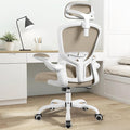 FelixKing Ergonomic Office Desk Chair with Headrest, Wheels, Adjustable Lumbar Support and Height, Swivel Comfy Task Chair with Flip-up Armrests, Ergo Mesh Backrest for Working (Khaki)